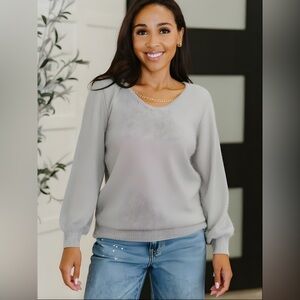 Metallic Round Neck Chain Sweater